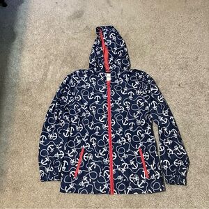 Cherokee Blue Anchors Hooded Rain Jacket Lightweight Girls Kids Size 14-16
